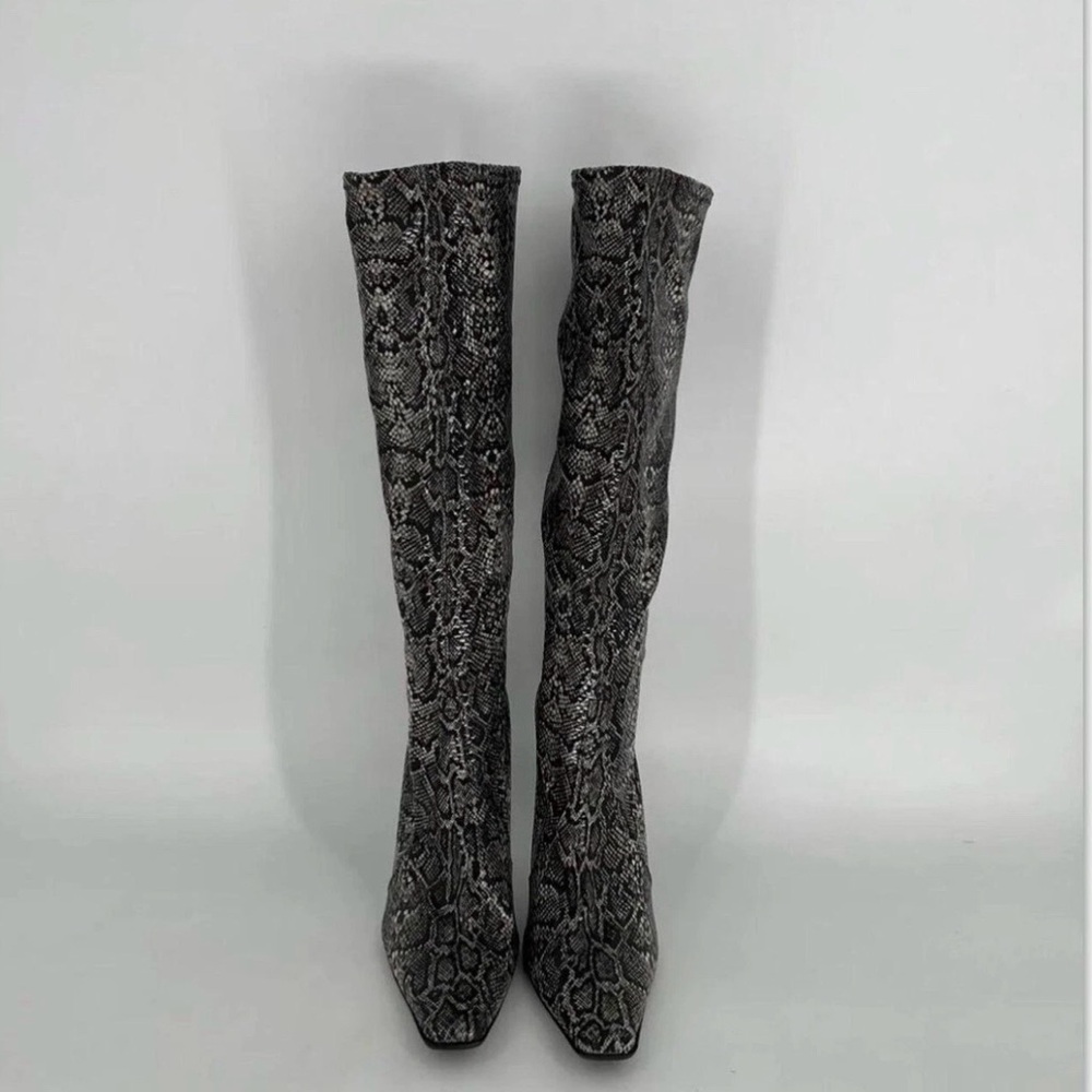 Casadei 90s Leather Python Snakeskin Square-toe S… - image 3